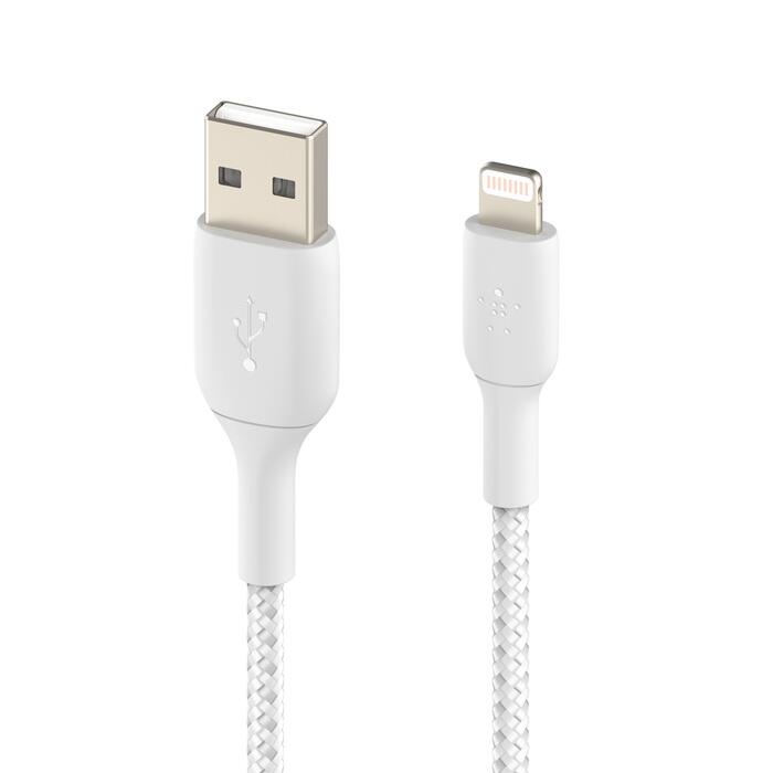 Belkin BoostCharge geflochtenes 3 m Lightning/USB-A Kabel, weiß Belkin BoostCharge geflochtenes 3 m Lightning/USB-A Kabel, weiß